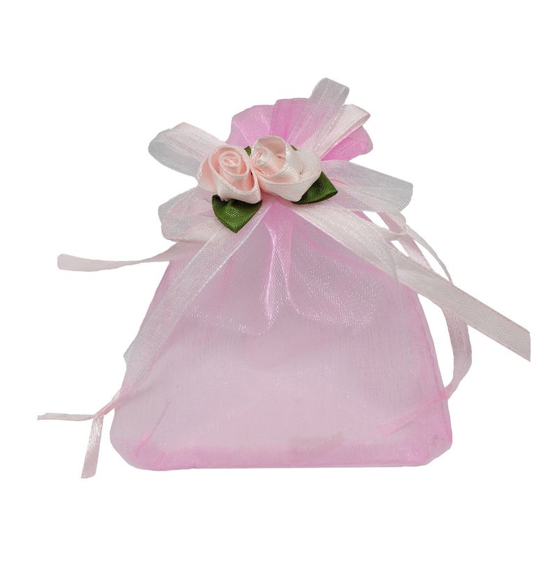 Ankirol 50pcs Sheer Organza Favor Bags For Wedding 3.8x4.8'' Gift Bags Samples Display Drawstring Rose Pouches (pink) - Image 1